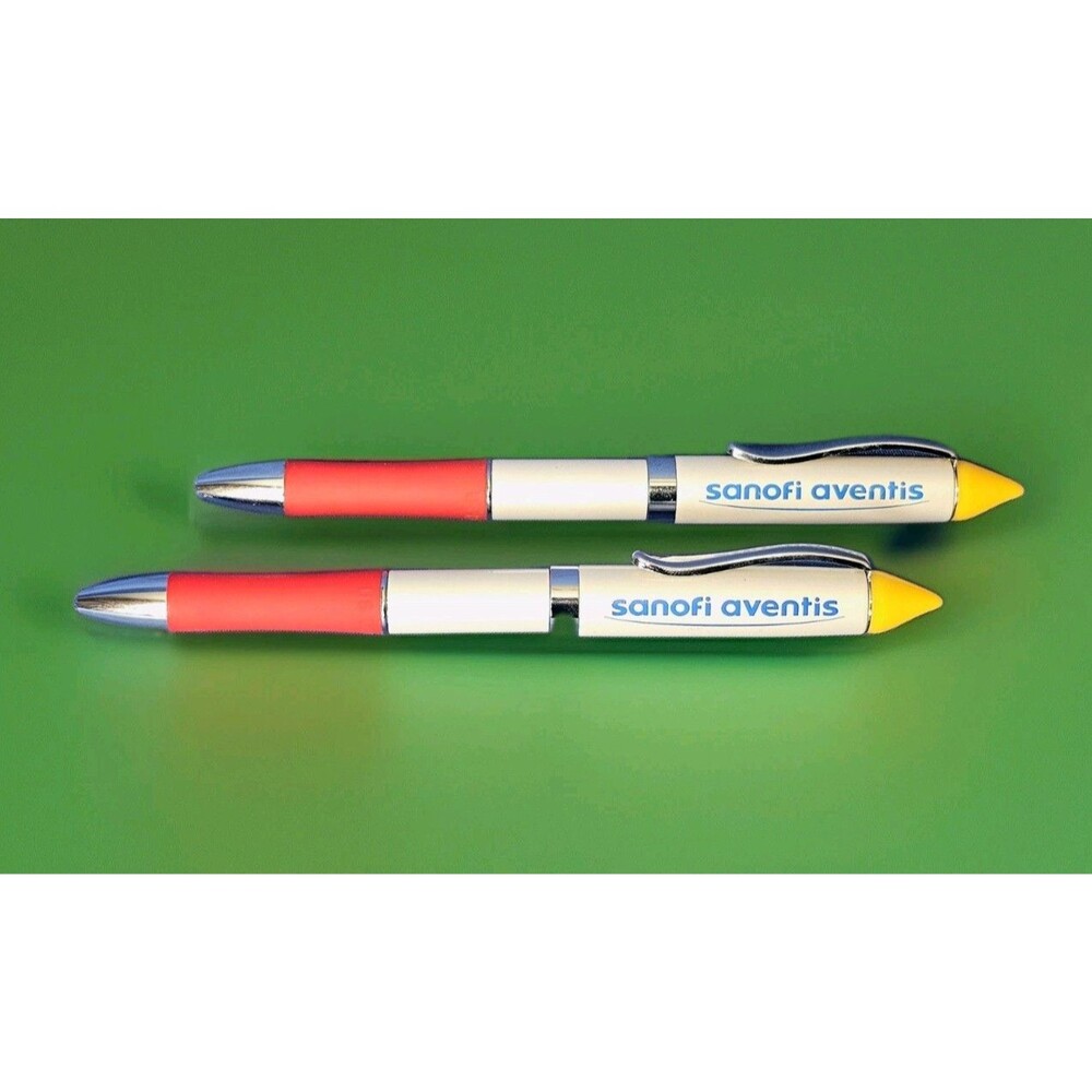 2 Drug Rep Heavy Metal Premium Sanofi Aventis Collectible Pharmaceutical Ink Pen